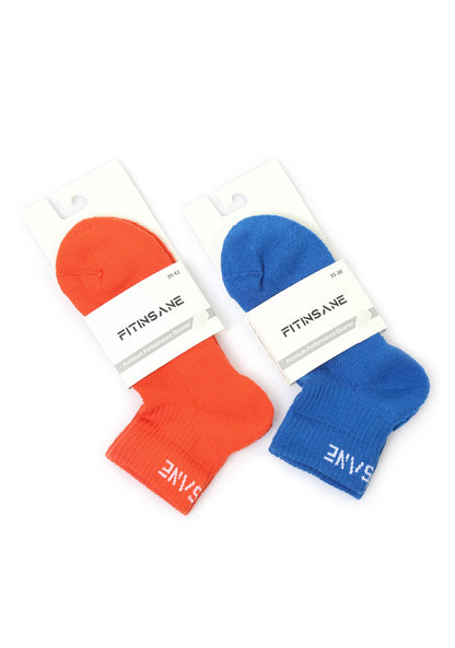 Premium Performance Quarter Trainer Sports Socks 2pk (Blue-Orange)