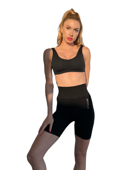 Women Black Seamless Workout Shorts