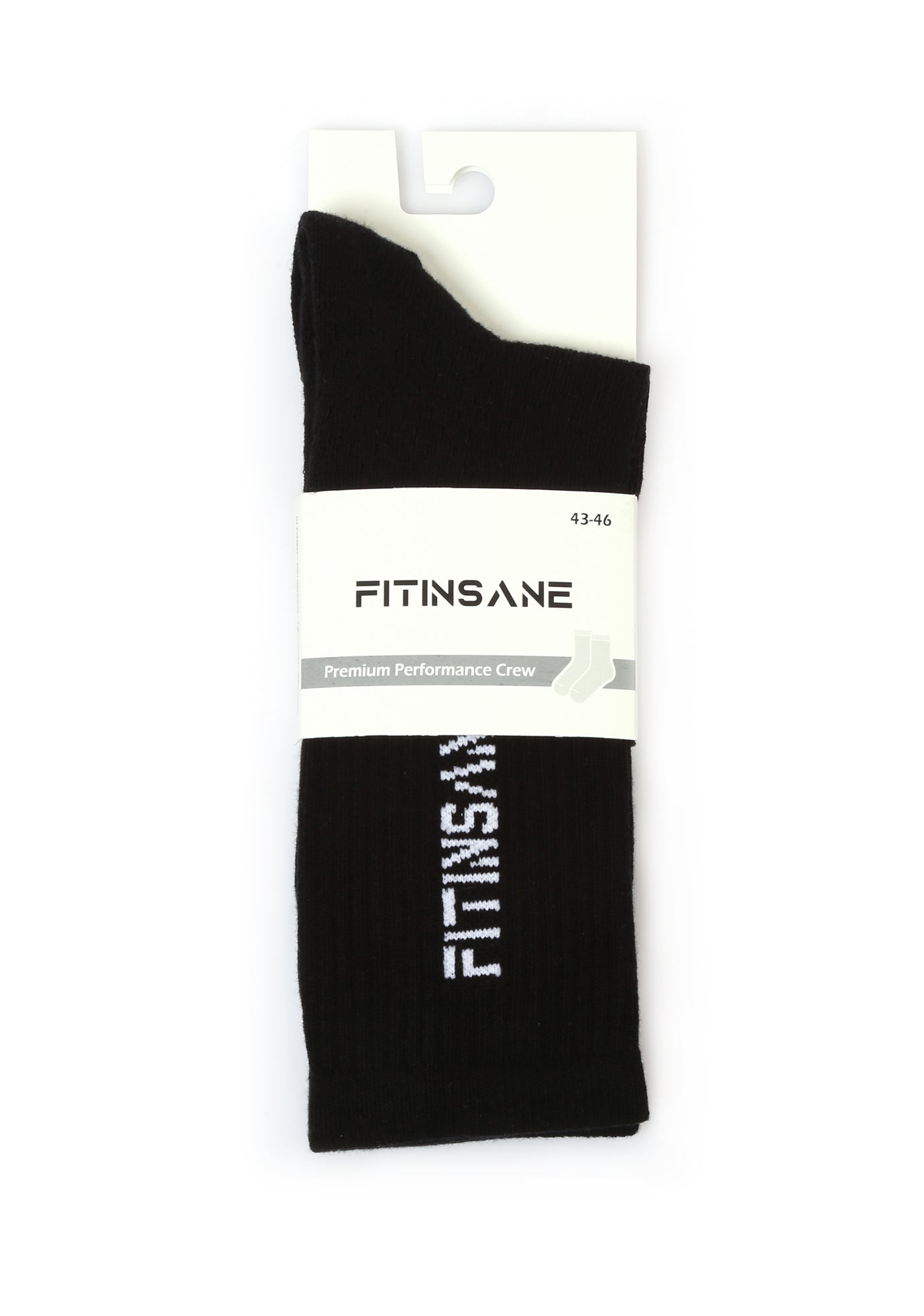Fitinsane Siyah Spor Çorap 43-46 numara – Premium Performance Crew ambalajı