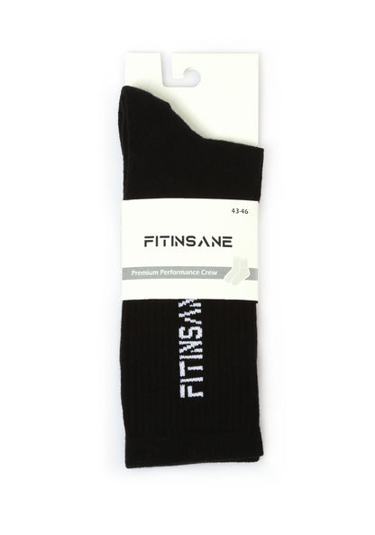 Fitinsane Siyah Spor Çorap 43-46 numara – Premium Performance Crew ambalajı